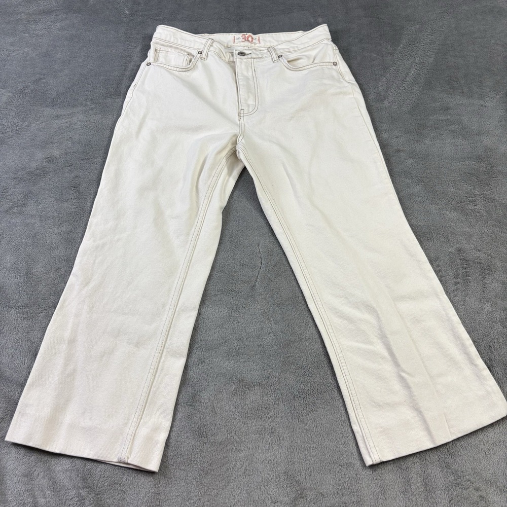 We The Free People Jeans Womens 30 Laurel Canyon Flare Ivory High Rise (Mended)